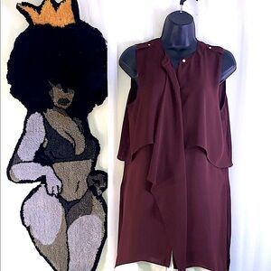 COPY - White House Black Market Red Crew Neck Sleeveless Blouse